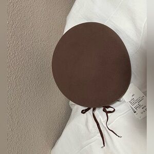 100% Wool, Brown Round Hat with Ties